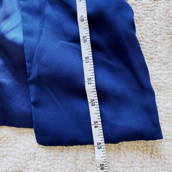 RENZ BRIDAL Navy Blue Satin Chiffon Embellished Gown - Picture 13 of 17